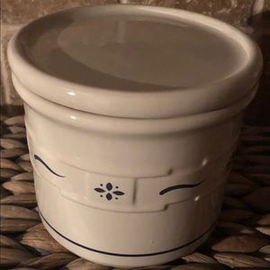 Longaberger Blue design candle holder w base/cover